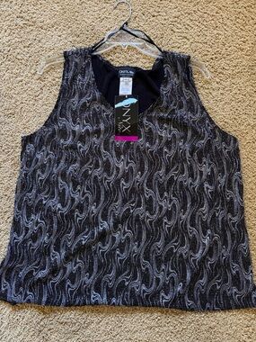 Onyx Nite Black Tank Top with Silver Wave Accents